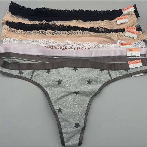 Jenni Intimates Thong Underwear Panties Size 3XL XXXL 7 Pairs Multicolor - Picture 1 of 4